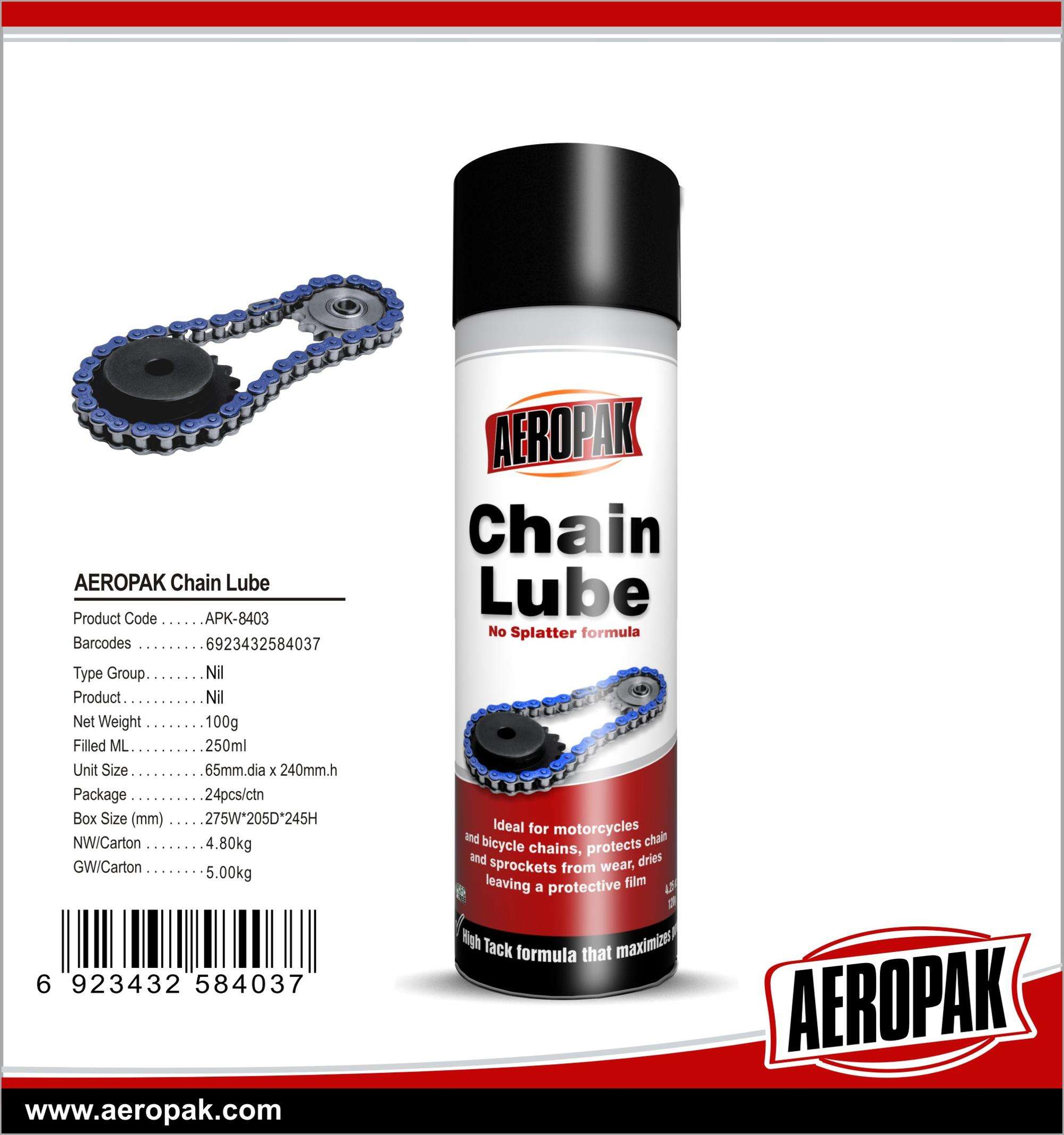 Aeropak Chain Lube for motorcycle and car