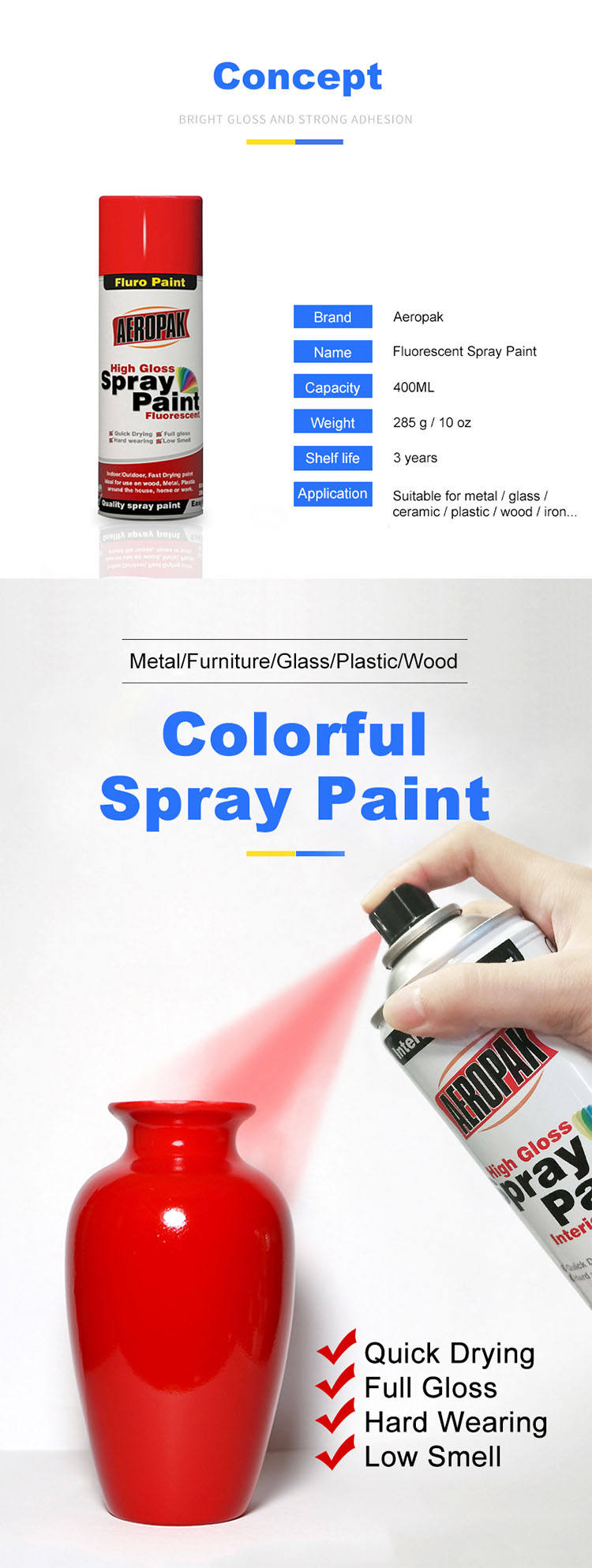 China manufacturer fluorescent paint spray 400ml effect