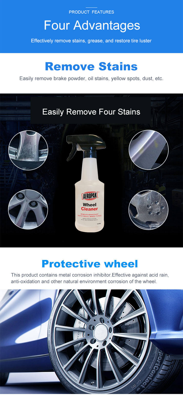 Strong Cleaning Alloy Wheel Cleaner Tire Rim Cleaner Spray