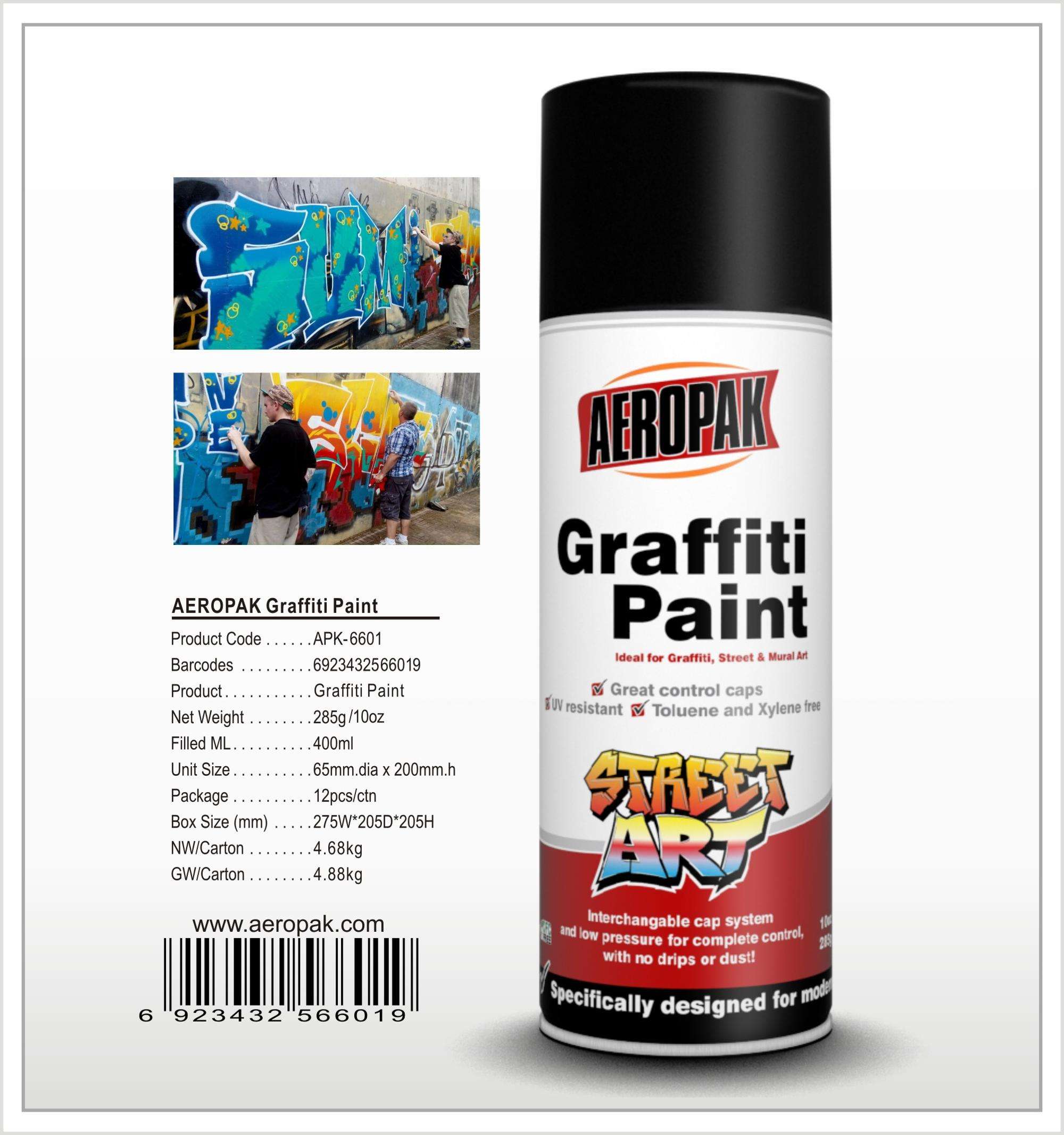 AEROPAK 400ML Graffiti Paint grey color for MSDS certificate with wall art