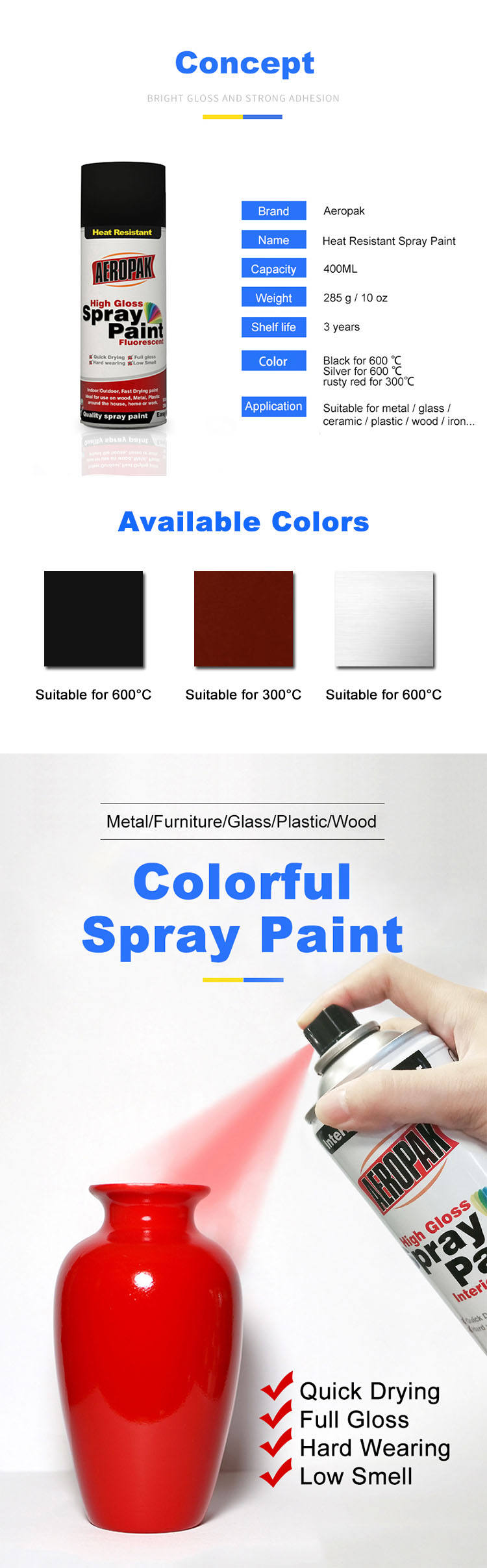 400ml automotive paint Heat Resistant Spray Paint for car painting