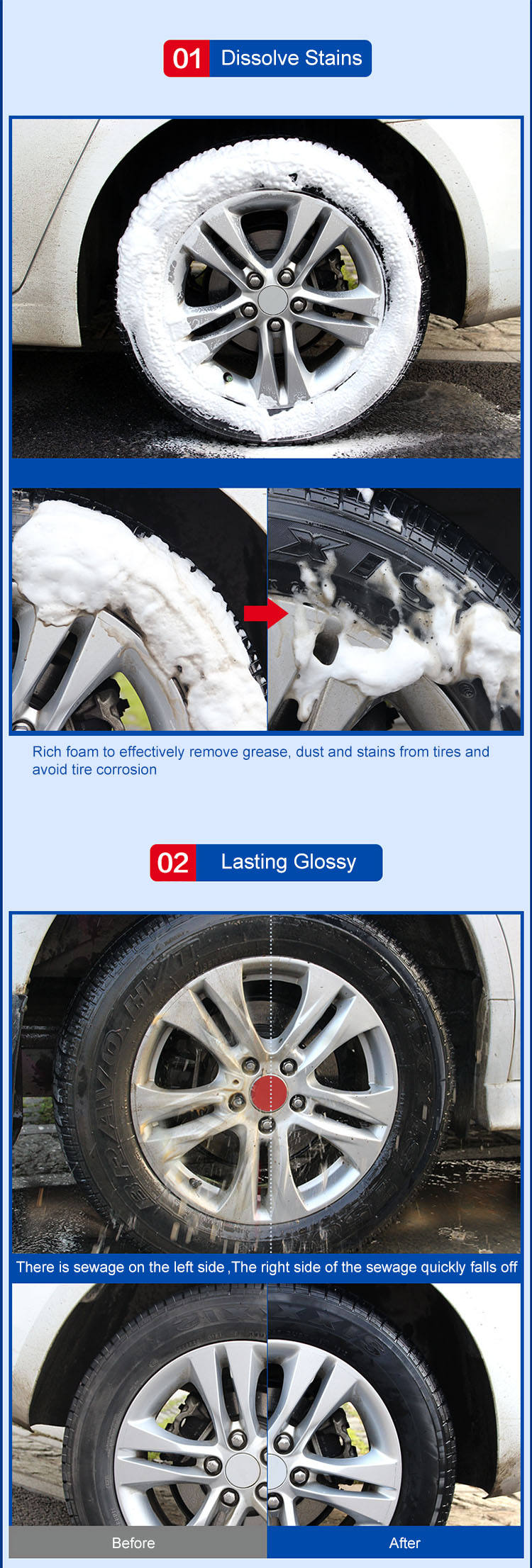 AEROPAK Tyre Shine Tire Foaming cleaner spray for car washing