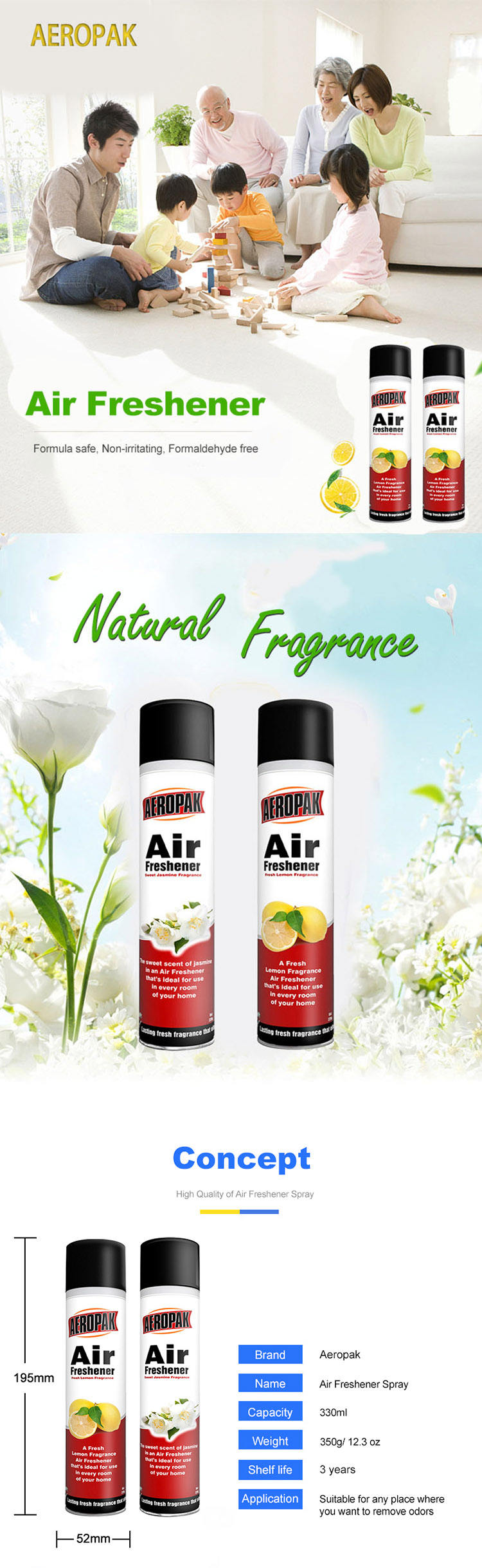 Aeropak Room Air Freshener Perfume Spray