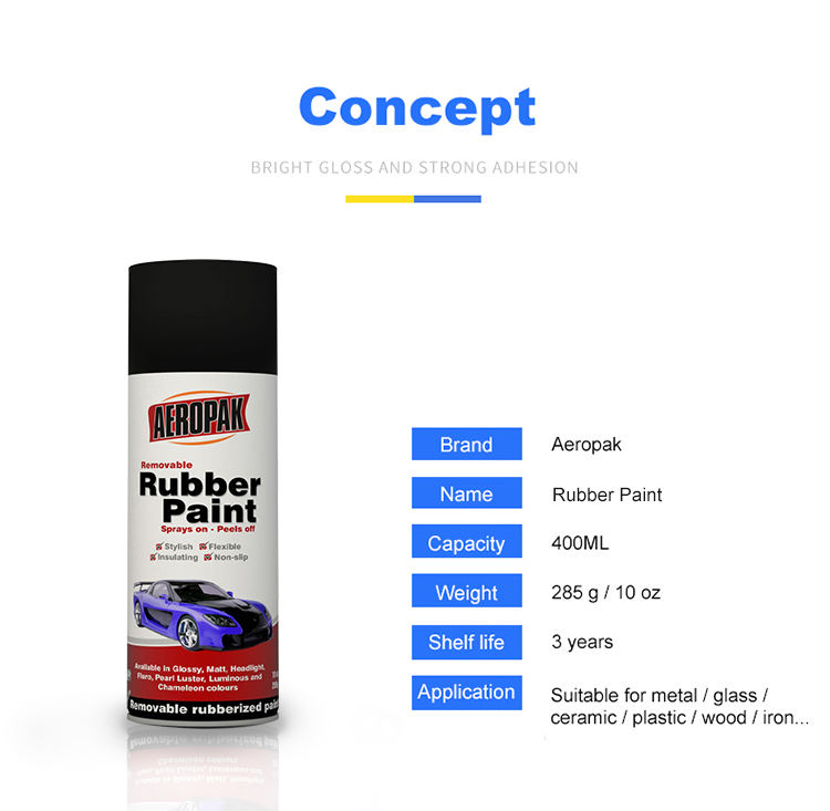 Aeropak 400ML Peal Luster Removable Spray Rubber Coating Paint for cars