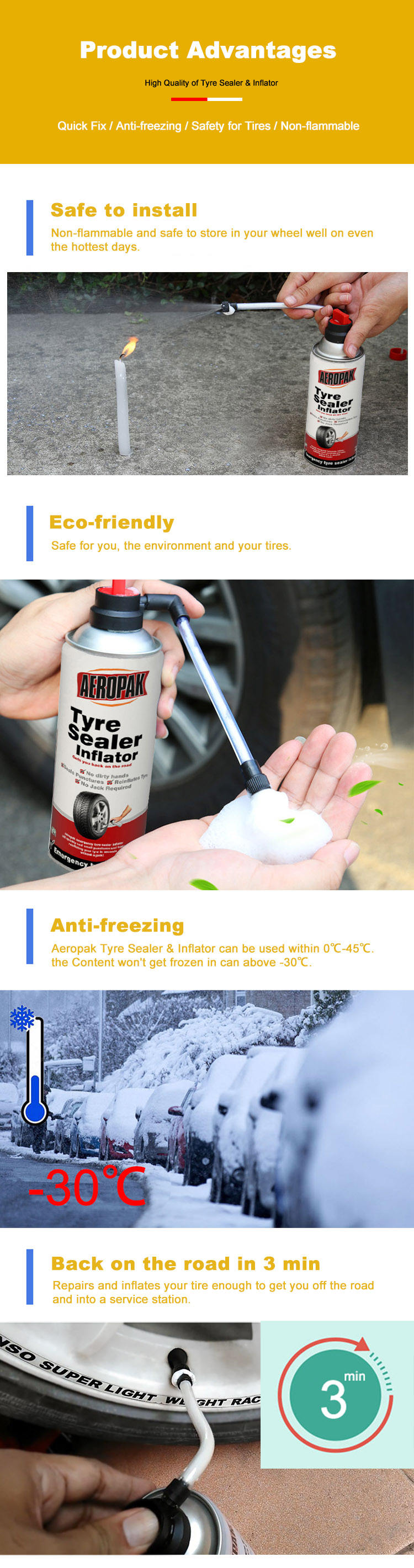 Aeropak Tyre Sealar and Inflator for tire puncture sealer