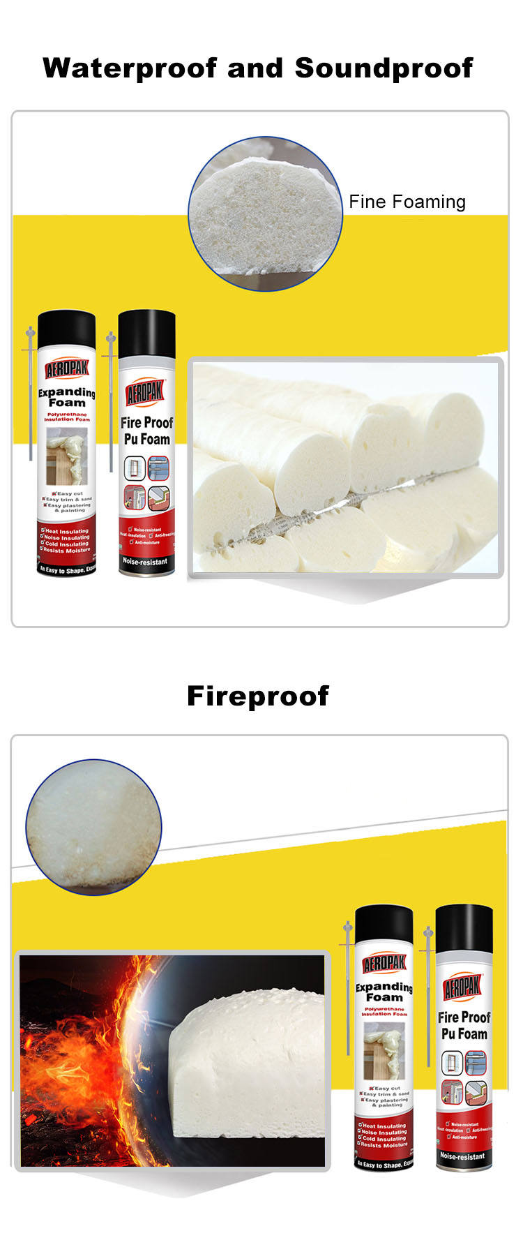 AEROPAK Polyurethane Foam Insulation Spray for window and door foam sealant