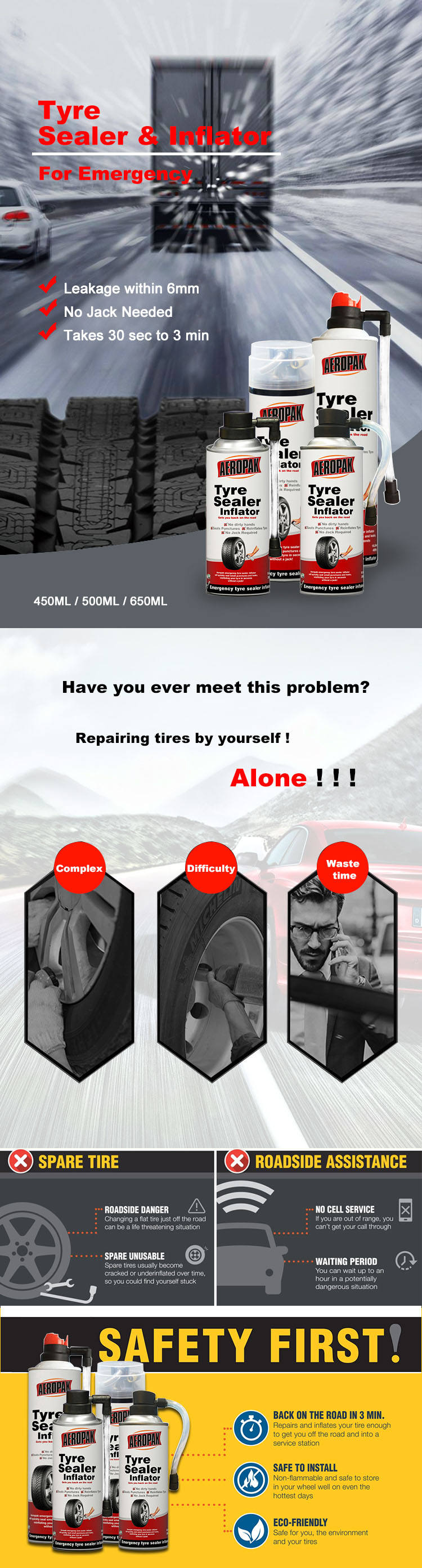 AEROPAK flatfix Tire Sealant Tyre Repair Spray