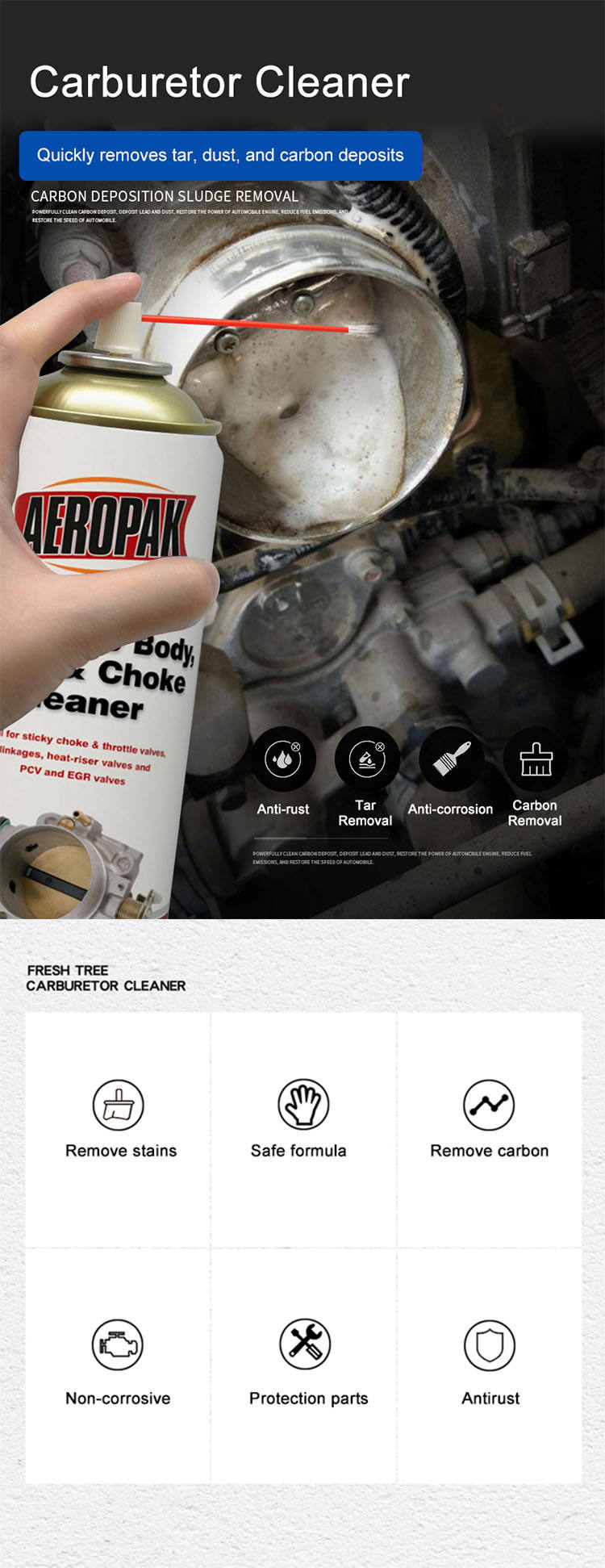 AEROPAK effective auto Carburetor Cleaner spray carb cleaner choke cleaner throttle Body