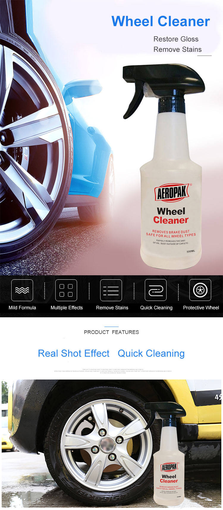 Strong Cleaning Alloy Wheel Cleaner Tire Rim Cleaner Spray
