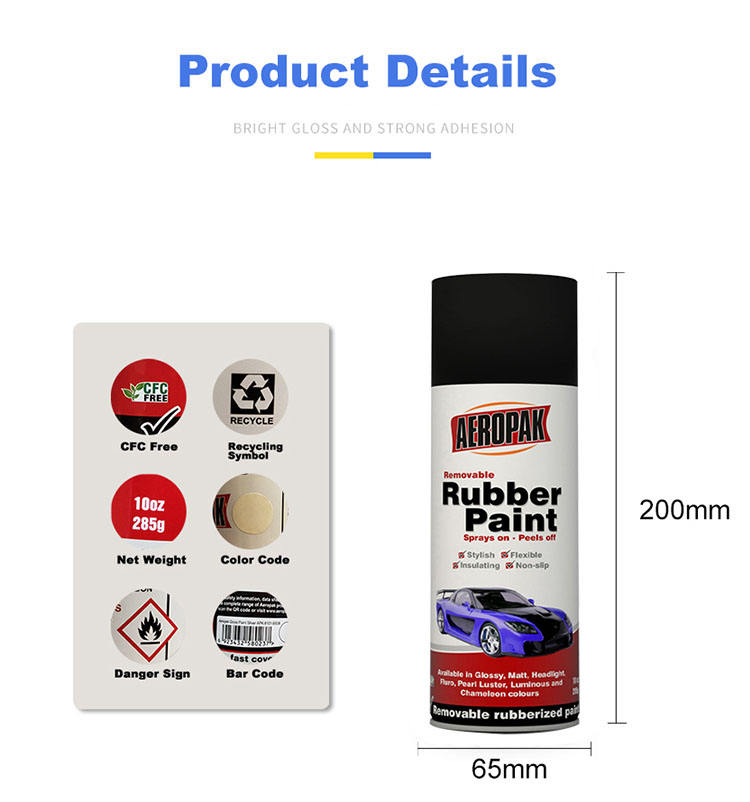 Aeropak 400ML Peal Luster Removable Spray Rubber Coating Paint for cars